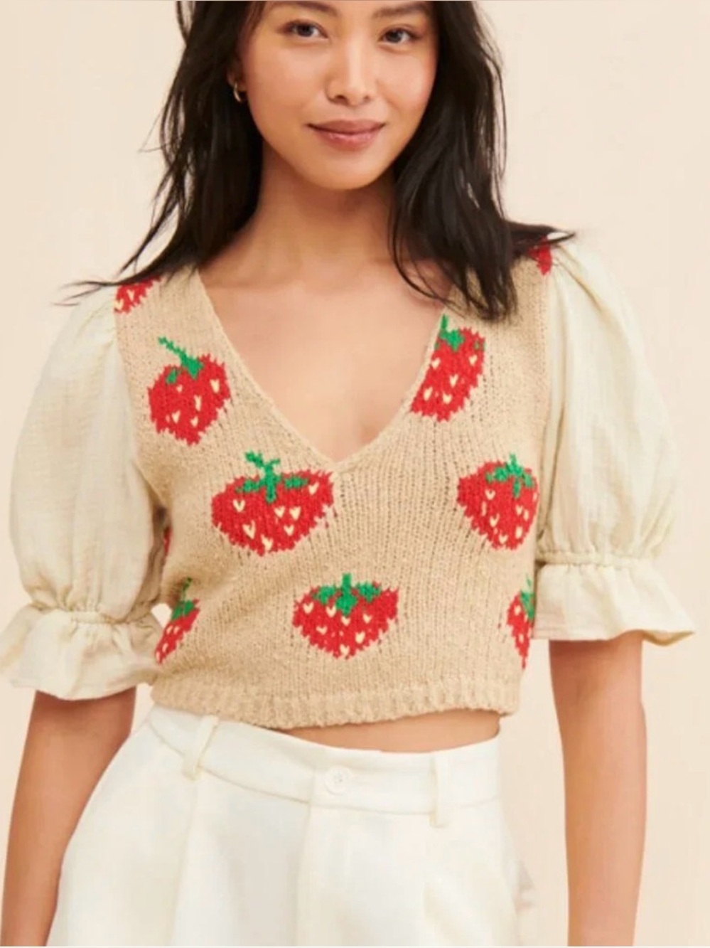 Free People Strawberry Jam Sweater - Mixed Media in EUC
